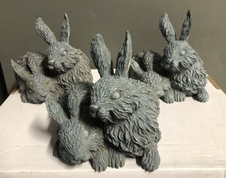 3 Resin Bunny Statues