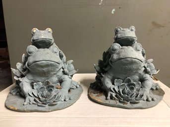 Pair Resin Frog Garden Statues