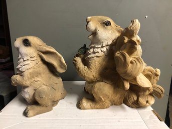 Resin Squirrel & Rabbit Garden Statues