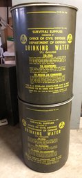 2 Vintage 1962 Civil Defense Drinking Water Barrels