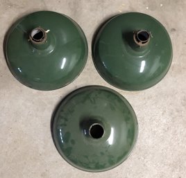 3pc Industrial Green/ White Porcelain Shades