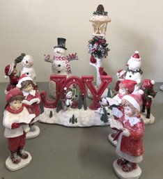 T37 - #1 - 9pc Christmas Display - Joy - Snowmen & Carolers