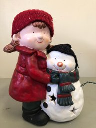 Bx 4 - Girl & Snowman Decor. W/ Color Changing LED Lights