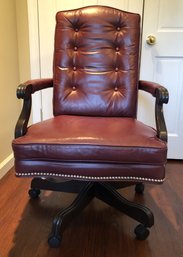 Ethan Allen Burgundy Leather Office Chair