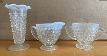 3pc Fenton Opalescent Hobnail