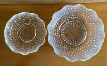 2pc Fenton Opalescent Hobnail Dishes