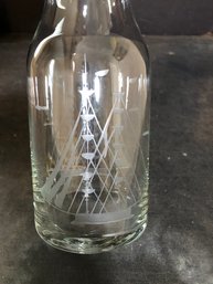 Etched Ship Glass Carafe