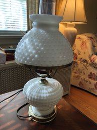 Milk Glass Lamp - Hobnail Shade