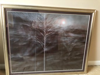 Framed Print Birch Trees At Night - Signed