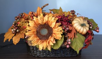 #19 - Beautiful Fall Flower Basket - W/ Lights