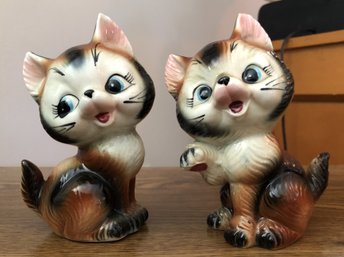 Pr. Mid-century Ceramic Cats