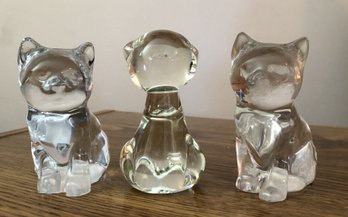 3pc Glass Cat Figurines