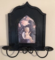 Wrought Iron Candle Holder W/ Angel Picture