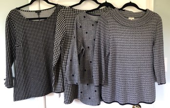 #23 - 4pc Woman's Talbots - Black/ White Light Sweaters - Size M Petite