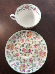 2pc Teacup Saucer Set - Minton - Haddon Hall - Floral Pattern