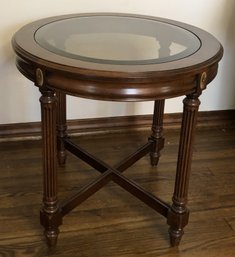 Mahogany/ Glass Oval Side Table