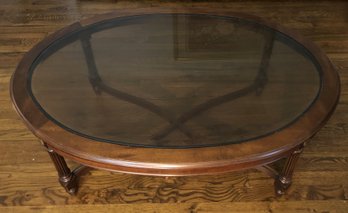 Mahogany/ Glass Oval Coffee Table