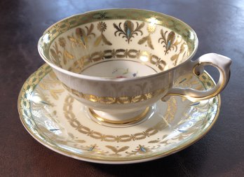 2pc Teacup Saucer Set - Royal Grafton - Flower & Gold Design
