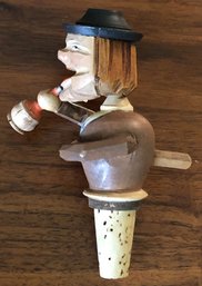 Carved Wood Mechanical Wine Stopper