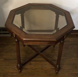 Mahogany/ Glass Octagon Side Table