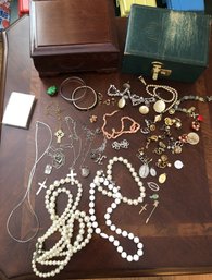 2 Jewelry Boxes With Jewelry - Some Sterling