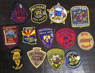 Lot 2 - 13pc Police Patches With Mini Badge Lapel Pins