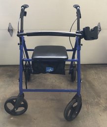 Blue Medline Guardian Collapsible Walker W/ Seat & Brakes