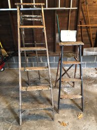 Two Wooden Step Ladders