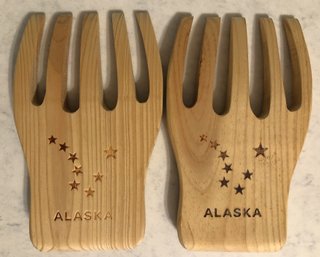 Alaska Bear Claw Wood Salad Servers