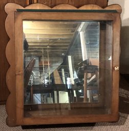 Wood Wall Mount 3 Shelf Display Case - Mirror Back