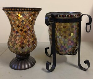 2pc Mosaic Glass Tile Candle Holders