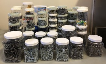 Large Lot Screws/ Nails/ Hardware - Locking Spin Save Storage Containers