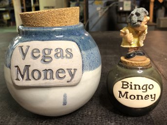 2 Pottery Money Jars