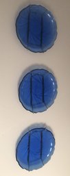 3pc Blue Glass Hanging Plates