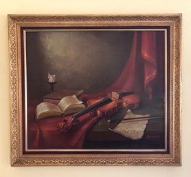 Original Arthur Munding Painting - Still Life Violin