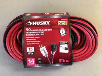 Husky 50ft Lighted Locking Extension Cord- New