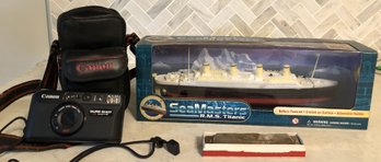 3pc Lot - Harmonica/ Camera/ Titanic Toy