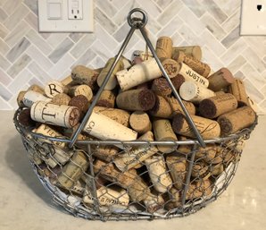 Wire Basket W/ Wine Corks