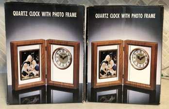 2pc Quartz Clock Picture Frames - New