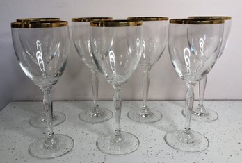 7pc Gold Rimmed Wine Glasses