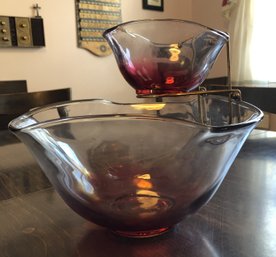 Mid-century Glass Chip & Dip Bowls