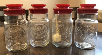 4 Vintage Glass Cannisters - Anchor Hocking