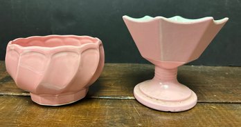 2 Piece Pink Ceramic Planters