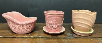 3 Piece Pink Pottery Planters