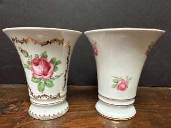 Lot Of 2 Bavaria Schumann Germany Rose Vases