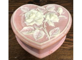 Incolay Heart Shape Box W/ Rose Design