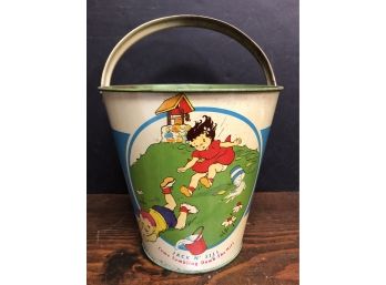 Vintage Tin Litho Sand Bucket - Jack N' Jill