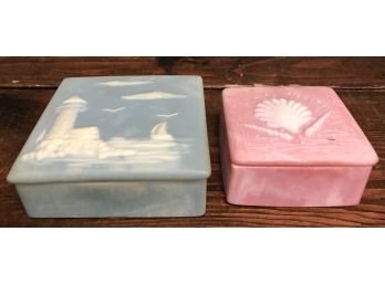 2pc Beach Themed Incolay Boxes