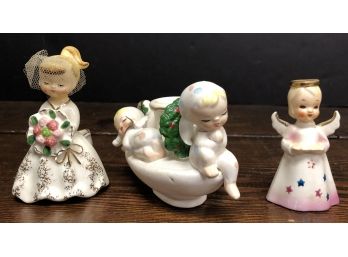 3pc Porcelain Figurine Candle Holders