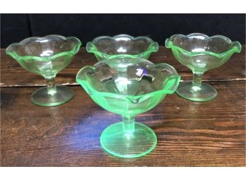 4pc Uranium Glass Sherbert Cups